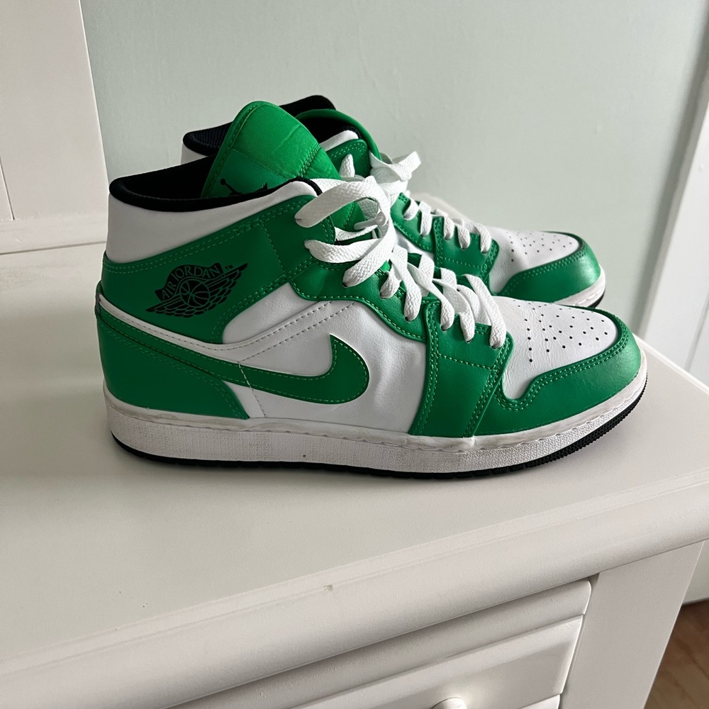 Green and White High-Top Sneakers